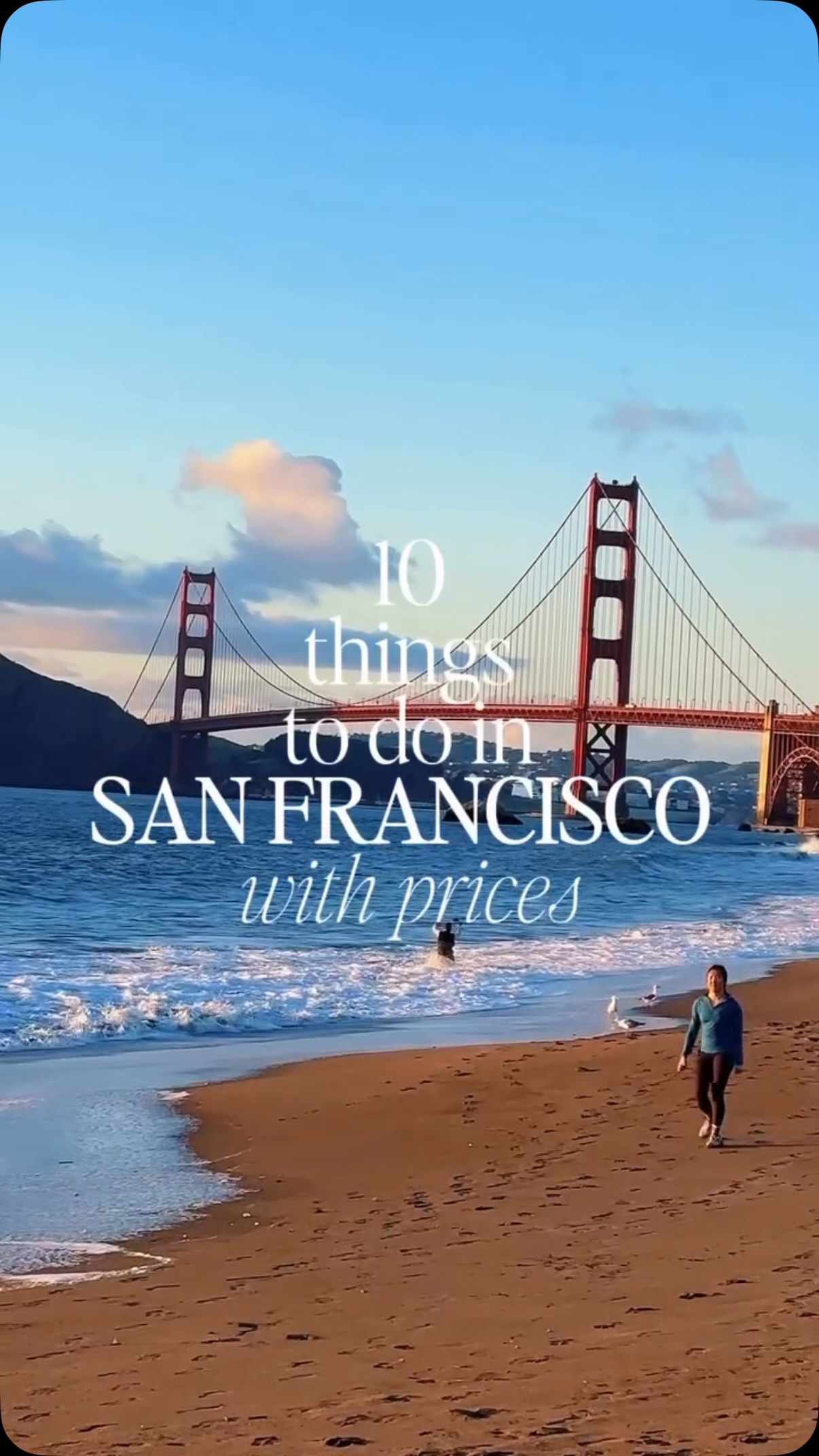 10 THINGS TO DO IN SAN FRANCISCO WITH PRICES 🌁🚋🇺🇸

🏨 stay at @galleriaparkhotel - rooms start from £130 / $175 per night

🚤 Alcatraz tour - £35 / $47

🌁 Golden Gate Bridge - free

🌳 Golden Gate Park - free

⛴️ Ferry to Sausalito - £6 / $8.25 with a Clipper Card

🏛️ Palace of Fine Arts - free

🌈 Lombard Street - free

🦭 Pier 39 and see the sea lions - free

🎓 day trip to Stanford - £6.30 / $8.50 with a Clipper Card

⚾ watch the San Francisco Giants at Oracle Park - tickets start from £18 / $25

I’ve also put together a full blog post on things to do in San Francisco, just comment LINK below and I’ll send it straight to you 💌

#sanfrancisco #thingstodoinsanfrancisco #sanfranciscoguide #sanfranciscothingstodo

San Francisco, things to do in San Francisco, where to stay in San Francisco, San Francisco guide, San Francisco things to do
