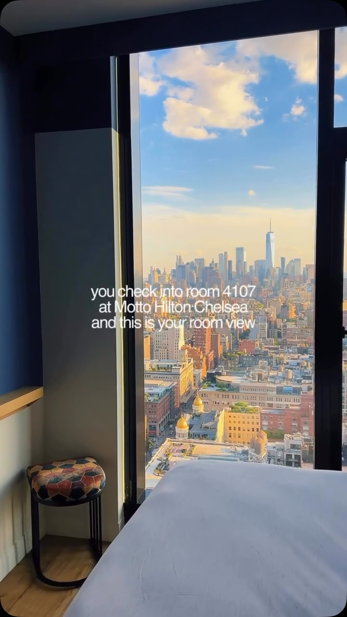 Comment LINK if you want my full review on my stay at Motto Hilton in Chelsea and I’ll send it straight to your DMs 💌

If you’re looking for one of the best hotel views in New York, this is the room I’d book.

📍This is Motto by Hilton Chelsea, and I paid a little extra for the Landmark Room View which I can hands down say it was worth every penny.

From the moment I opened the curtains, I had an incredible view of lower Manhattan right in front of me. It really did feel like one of those views you normally only see on postcards.

The hotel is also in a really good location, you’re within walking distance of places like the Flatiron Building, Madison Square Park, the High Line and loads of great cafés and restaurants, so it’s a really easy base for exploring New York.

The rooms are compact, like most hotels in Manhattan, but they’re really well designed and have a lot of storage which was a hugeeee plus! 

Room prices start from around £244 a night and if you’re deciding whether to upgrade to the Landmark View, I’d definitely say do it. For me, waking up to that view every morning made the whole stay feel even more special.

Motto Hilton Chelsea hotel review, New York City room view, travel guide for NYC, best hotels in Chelsea, Motto Hilton experience, New York travel advice, Chelsea hotel experiences, boutique hotels in NY, NYC accommodation tips, Chelsea neighborhood hotels