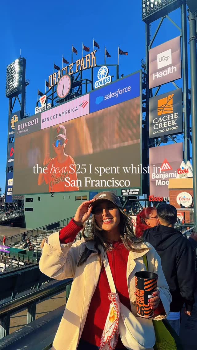Yes you read that right, I only paid $25 to see the San Francisco Giants at Oracle Park ⚾️

I booked the tickets directly on the MLB website and was actually surprised that the cheapest seats start from around $25 which makes it such a good experience to add into your San Francisco itinerary without it being expensive.

Once you’ve booked, you need to download the Ballpark app to access your tickets because they don’t accept screenshots which is really important to know before you go. Everything is stored in the app so you just scan your phone at the gate and you’re in.

Watching a live baseball game in the US is honestly such an experience. The atmosphere inside the stadium, the crowd, the music, the national anthem before the game and just being part of it all makes it feel so different to watching it on TV. Even if you’re not a huge sports fan, it’s still 100% worth doing while you’re in the city.

Another thing I loved was how easy it was to get there from our hotel @galleriaparkhotel . It was only a short ride away and we were actually back at the hotel in around 10 minutes on the bus after the game which made it super easy to plan into the day without worrying about a long journey home!

SHARE this with someone who’s visiting SF this year.

#sanfrancisco #thingstodoinsanfrancisco #oracleparl #sanfranciscogiants

San Francisco, things to do in San Francisco, San Francisco guide, San Francisco things to do, San Francisco itinerary, Oracle Park, San Francisco Giants