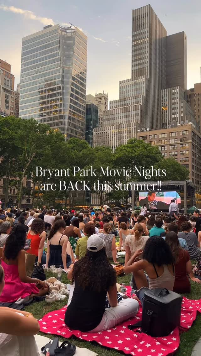 Comment LINK for my full guide on the free outdoor movies in New York!!

BRYANT PARK MOVIE NIGHTS ARE BACK THIS SUMMER!! 

Here’s everything that you need to know: 
📅 Dates: 13th July – 14th September
📍 Location: Bryant Park
🕔 Lawn opens: 5pm
🎥 Film starts: 8pm

It’s one of the best FREE things to do in New York during summer and I would 1000% recommend getting there early because the lawn fills up so quickly.

I’ve also done a full blog post on all the FREE outdoor cinemas in New York, just comment LINK below and I’ll send it straight to you 💌

bryant park, bryant park movie nights, free things to do in new york, things to do in new york, new york travel guide, things to do in new york in summer, outdoor movie nights in new york